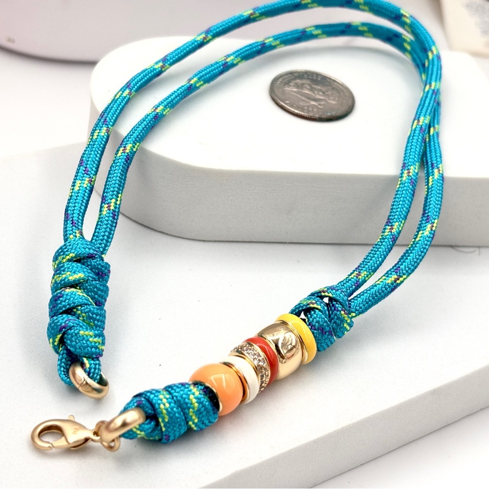 Roxanne Assoulin The Super Size Happy Cord Necklace with yellow charm firm price - Picture 7 of 7